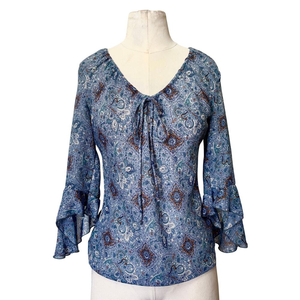 Vintage Byer California Paisley Flowy Flutter Sleeve Boho Fairycore Top